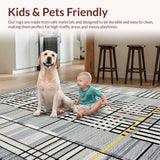 Ultra Soft Area Rug, Non Slip, Stain Resistant, Washable Area Rugs for Living Room, Bedroom, Sleek Geometric Grey Tones(Gray)