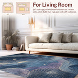 Ultra Soft Area Rug, Non Slip, Stain Resistant, Washable Area Rugs for Living Room, Bedroom, Mystical Dusk Carpet With Smoky Navy and Vintage Mauve Artistic Swirls(Blue)