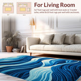 Ultra Soft Area Rug, Non Slip, Stain Resistant, Washable Area Rugs for Living Room, Bedroom, Bright Nautical Coastal Elegance(Blue)
