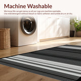 Ultra Soft Area Rug, Non Slip, Stain Resistant, Washable Area Rugs for Living Room, Bedroom, Rustic Reversible Patterned Textiles(Black)