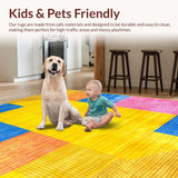 Ultra Soft Area Rug, Non Slip, Stain Resistant, Washable Area Rugs for Living Room, Bedroom, Contemporary Multicolor Mosaic Art(Yellow)