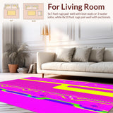 Ultra Soft Area Rug, Non Slip, Stain Resistant, Washable Area Rugs for Living Room, Bedroom, Vibrant Contemporary Pop Art Style(Pink)