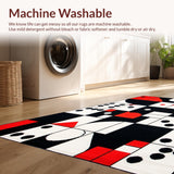 Ultra Soft Area Rug, Non Slip, Stain Resistant, Washable Area Rugs for Living Room, Bedroom, Quirky Colorful Geometric Layout(Red)