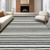 Ultra Soft Area Rug, Non Slip, Stain Resistant, Washable Area Rugs for Living Room, Bedroom, Monochrome Linear Track Rug with Bold Black and White Banding for Entryway(Gray)