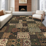 Ultra Soft Area Rug, Non Slip, Stain Resistant, Washable Area Rugs for Living Room, Bedroom, Stylish Colorful Trellis Motif(Brown)