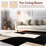 Ultra Soft Area Rug, Non Slip, Stain Resistant, Washable Area Rugs for Living Room, Bedroom, Barista Collection Modern Abstract Geometric Circles Area Rug Beige Black(Black)