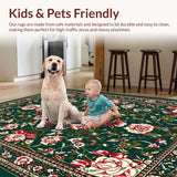 Ultra Soft Area Rug, Non Slip, Stain Resistant, Washable Area Rugs for Living Room, Bedroom, Chic Soft Low Pile Design(Green)
