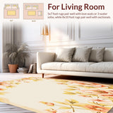 Ultra Soft Area Rug, Non Slip, Stain Resistant, Washable Area Rugs for Living Room, Bedroom, Dawn Bloom Area Floral Subtle Elegance(Beige)