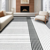 Ultra Soft Area Rug, Non Slip, Stain Resistant, Washable Area Rugs for Living Room, Bedroom, Modern Striped Lines Rug with Graphic Contrast, Minimalist Dash Pattern Accent(Black)