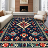 Ultra Soft Area Rug, Non Slip, Stain Resistant, Washable Area Rugs for Living Room, Bedroom, Rustic Vibrant Abstract Design(Blue)