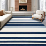 Ultra Soft Area Rug, Non Slip, Stain Resistant, Washable Area Rugs for Living Room, Bedroom, Warm Beachy Striped Elegance(Blue)