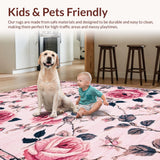 Ultra Soft Area Rug, Non Slip, Stain Resistant, Washable Area Rugs for Living Room, Bedroom, Trendy Pink Blossom Decorative Mat(Pink)
