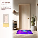 Ultra Soft Area Rug, Non Slip, Stain Resistant, Washable Area Rugs for Living Room, Bedroom, Stylish Abstract Expressionist Rug(Purple)