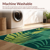 Ultra Soft Area Rug, Non Slip, Stain Resistant, Washable Area Rugs for Living Room, Bedroom, Sleek Geometric Floral Composition(Green)