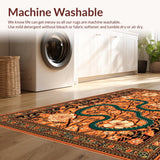Ultra Soft Area Rug, Non Slip, Stain Resistant, Washable Area Rugs for Living Room, Bedroom, Cozy Floral Inspired Runner(Orange)