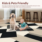 Ultra Soft Area Rug, Non Slip, Stain Resistant, Washable Area Rugs for Living Room, Bedroom, Refined Modern Lattice Design(Beige)