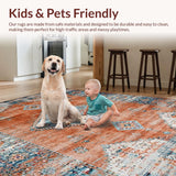 Ultra Soft Area Rug, Non Slip, Stain Resistant, Washable Area Rugs for Living Room, Bedroom, Stylish Modern Ethnic Patterns(Orange)