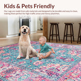 Ultra Soft Area Rug, Non Slip, Stain Resistant, Washable Area Rugs for Living Room, Bedroom, Artful Colorful Medallion Pattern(Blue)