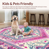 Ultra Soft Area Rug, Non Slip, Stain Resistant, Washable Area Rugs for Living Room, Bedroom, Bright Contemporary Ogee Patterns(Ivory)
