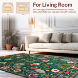Ultra Soft Area Rug, Non Slip, Stain Resistant, Washable Area Rugs for Living Room, Bedroom, Rustic Earthy Botanical Ensemble(Blue)