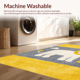 Ultra Soft Area Rug, Non Slip, Stain Resistant, Washable Area Rugs for Living Room, Bedroom, Engaging Round Safari Decor(Yellow)