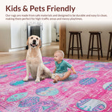 Ultra Soft Area Rug, Non Slip, Stain Resistant, Washable Area Rugs for Living Room, Bedroom, Eclectic Colorful Egg Imagery(Pink)