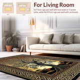 Ultra Soft Area Rug, Non Slip, Stain Resistant, Washable Area Rugs for Living Room, Bedroom, Vibrant Celtic Pattern Fusion(Brown)