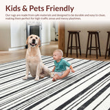 Ultra Soft Area Rug, Non Slip, Stain Resistant, Washable Area Rugs for Living Room, Bedroom, Washable Black and White Stripe Outdoor Rug(Black)