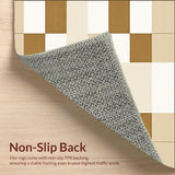 Ultra Soft Area Rug, Non Slip, Stain Resistant, Washable Area Rugs for Living Room, Bedroom, Cream & Tan Checkered Area Modern Block Print Floor(Beige)