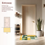 Ultra Soft Area Rug, Non Slip, Stain Resistant, Washable Area Rugs for Living Room, Bedroom, Tonal Geometric Fluffy for Living Area(Yellow)