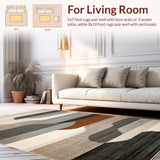 Ultra Soft Area Rug, Non Slip, Stain Resistant, Washable Area Rugs for Living Room, Bedroom, Contemporary Soft Neutral Geometry(Gray)
