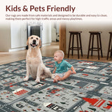 Ultra Soft Area Rug, Non Slip, Stain Resistant, Washable Area Rugs for Living Room, Bedroom, Playful Wilderness Adventure Theme(Red)