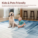 Ultra Soft Area Rug, Non Slip, Stain Resistant, Washable Area Rugs for Living Room, Bedroom, Skyline Vista Rug Grey & Blue Easy Care Rug(Blue)
