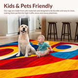 Ultra Soft Area Rug, Non Slip, Stain Resistant, Washable Area Rugs for Living Room, Bedroom, Dynamic Multicolored Swirl Aesthetic(Red)