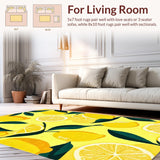 Ultra Soft Area Rug, Non Slip, Stain Resistant, Washable Area Rugs for Living Room, Bedroom, Radiant Lemon Patterned Elegance(Yellow)