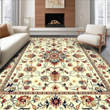 Ultra Soft Area Rug, Non Slip, Stain Resistant, Washable Area Rugs for Living Room, Bedroom, Timeless Floral Medallion in Earthy Beige Shades(Ivory)