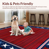 Ultra Soft Area Rug, Non Slip, Stain Resistant, Washable Area Rugs for Living Room, Bedroom, Cozy Textured Texas Home Emblem(Red)