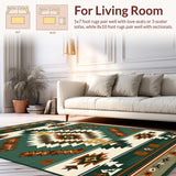 Ultra Soft Area Rug, Non Slip, Stain Resistant, Washable Area Rugs for Living Room, Bedroom, Elegant Abstract Southwestern Design(Brown)