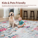 Ultra Soft Area Rug, Non Slip, Stain Resistant, Washable Area Rugs for Living Room, Bedroom, Minimalist Modern Soft Floral Arrangement(Gray)