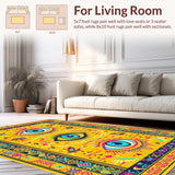 Ultra Soft Area Rug, Non Slip, Stain Resistant, Washable Area Rugs for Living Room, Bedroom, Traditional Mystic Symbolic Rug(Yellow)