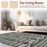 Ultra Soft Area Rug, Non Slip, Stain Resistant, Washable Area Rugs for Living Room, Bedroom, Rustic Tasseled Diamond Arrangement(Black)