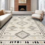 Ultra Soft Area Rug, Non Slip, Stain Resistant, Washable Area Rugs for Living Room, Bedroom, Stylish Rustic Ogee Pattern(Beige)