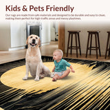 Ultra Soft Area Rug, Non Slip, Stain Resistant, Washable Area Rugs for Living Room, Bedroom, Mid Century Modern Sun Shape Design(Gold)