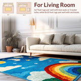 Ultra Soft Area Rug, Non Slip, Stain Resistant, Washable Area Rugs for Living Room, Bedroom, Celestial High Pile Kids Bedroom Carpet(Blue)