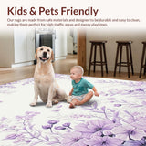 Ultra Soft Area Rug, Non Slip, Stain Resistant, Washable Area Rugs for Living Room, Bedroom, Whimsical Lilac Petal Display(Purple)