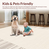 Ultra Soft Area Rug, Non Slip, Stain Resistant, Washable Area Rugs for Living Room, Bedroom, Serene Creamy Tidal Line Artistry(Beige)