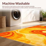 Ultra Soft Area Rug, Non Slip, Stain Resistant, Washable Area Rugs for Living Room, Bedroom, Dynamic Orange Yellow Dreamscape(Orange)