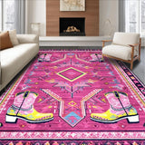 Ultra Soft Area Rug, Non Slip, Stain Resistant, Washable Area Rugs for Living Room, Bedroom, Chic Vivid Western Graphic Motif(Pink)