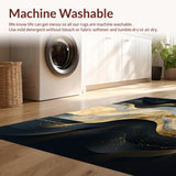 Ultra Soft Area Rug, Non Slip, Stain Resistant, Washable Area Rugs for Living Room, Bedroom, Modern Abstract Rug with Flowing Lines and Metallic Accents(Black)