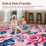 Ultra Soft Area Rug, Non Slip, Stain Resistant, Washable Area Rugs for Living Room, Bedroom, Pastel Honeycomb Home Office Plush Area Rug(Pink)